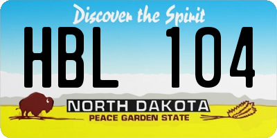 ND license plate HBL104