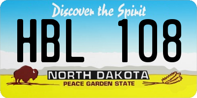 ND license plate HBL108