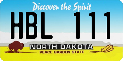 ND license plate HBL111