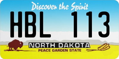 ND license plate HBL113