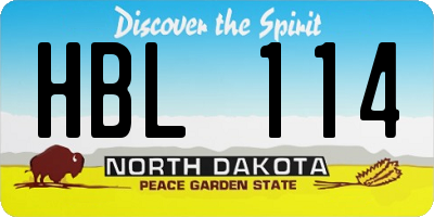 ND license plate HBL114