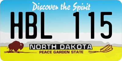 ND license plate HBL115