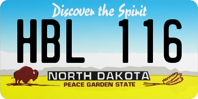 ND license plate HBL116