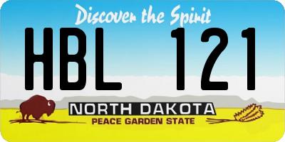 ND license plate HBL121