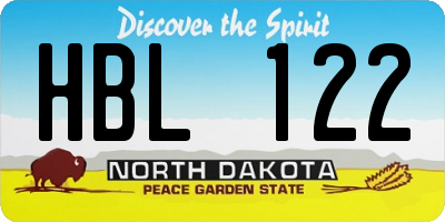 ND license plate HBL122