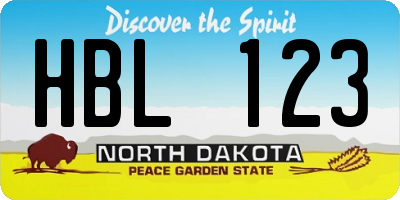 ND license plate HBL123