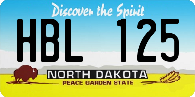 ND license plate HBL125