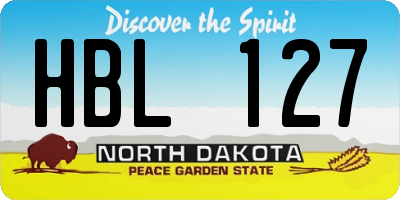 ND license plate HBL127