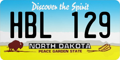 ND license plate HBL129