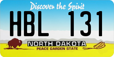 ND license plate HBL131