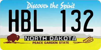 ND license plate HBL132