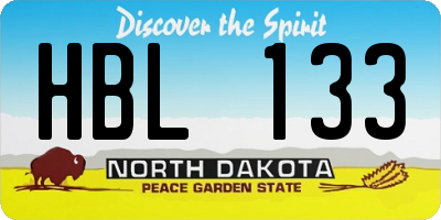 ND license plate HBL133