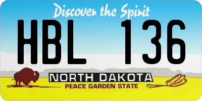 ND license plate HBL136