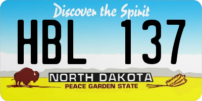 ND license plate HBL137