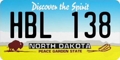 ND license plate HBL138