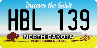 ND license plate HBL139