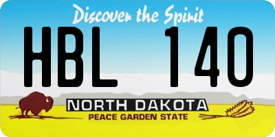 ND license plate HBL140