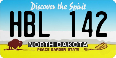 ND license plate HBL142