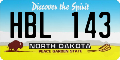 ND license plate HBL143