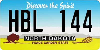 ND license plate HBL144