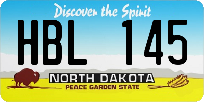 ND license plate HBL145