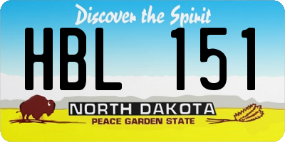 ND license plate HBL151