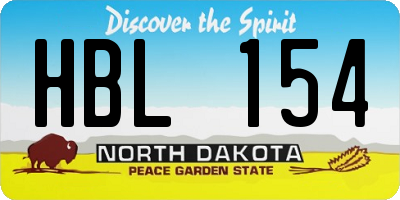 ND license plate HBL154