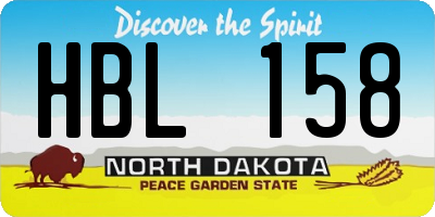 ND license plate HBL158