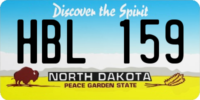 ND license plate HBL159