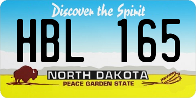 ND license plate HBL165