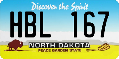 ND license plate HBL167