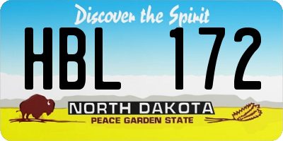 ND license plate HBL172