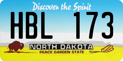 ND license plate HBL173