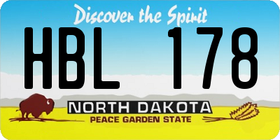 ND license plate HBL178