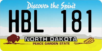 ND license plate HBL181