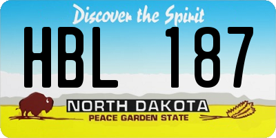 ND license plate HBL187