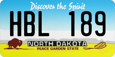 ND license plate HBL189