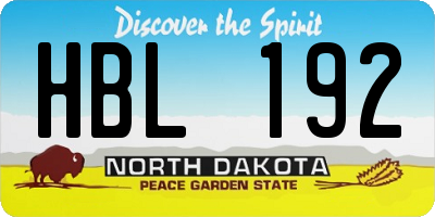 ND license plate HBL192