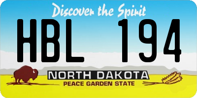 ND license plate HBL194