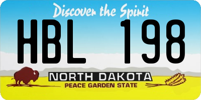 ND license plate HBL198