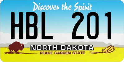 ND license plate HBL201