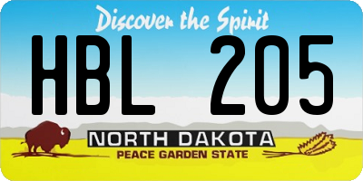 ND license plate HBL205