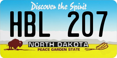 ND license plate HBL207