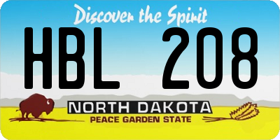 ND license plate HBL208
