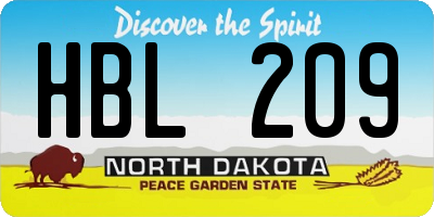 ND license plate HBL209