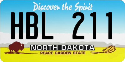 ND license plate HBL211