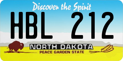 ND license plate HBL212