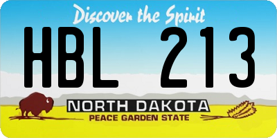 ND license plate HBL213