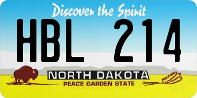 ND license plate HBL214
