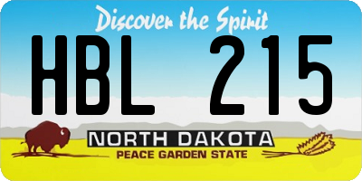 ND license plate HBL215